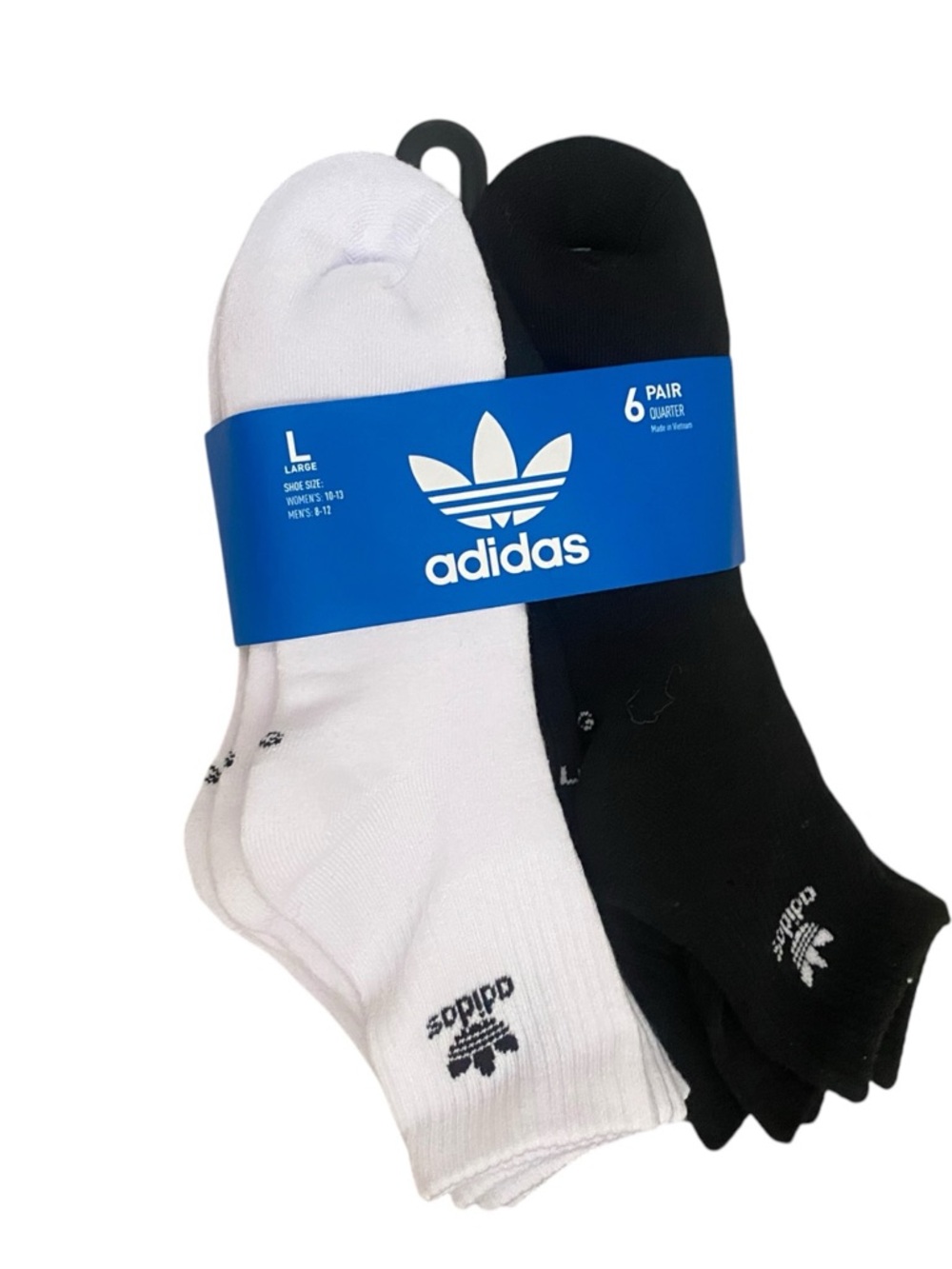 adidas Black & White Quarter Athletic Socks - 6 Pack